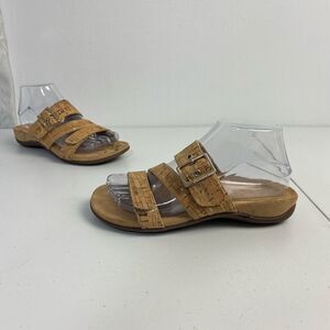 Vionic Skylar Tan‎ Cork Slip On Sandals Comfort Womens 6 Vacation Resort Casual